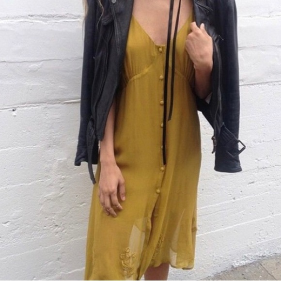 For Love & Lemons Prickly Pear Dress in Mustard - Picture 3 of 7